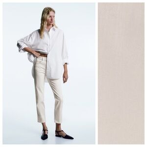 NWT. Massimo Dutti Off White Slim Cropped Jeans. Size 8.